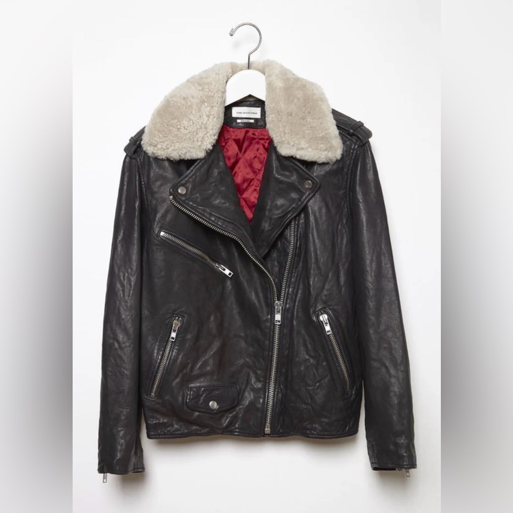 ISABEL MARANT ÉTOILE Benny Leather Aviator Jacket Size 34
